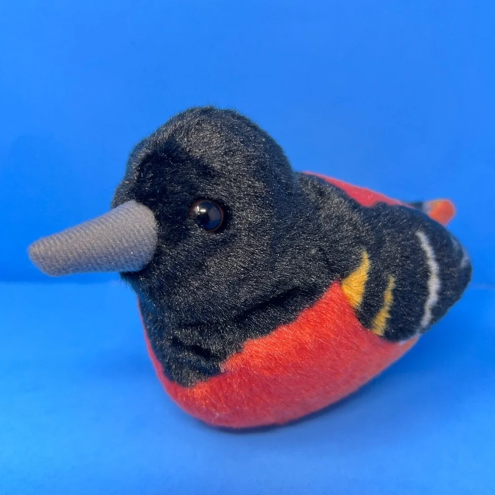 Wild Republic Baltimore Oriole Small Black‎ Orange Tweets Sound Bird Plush Toy
